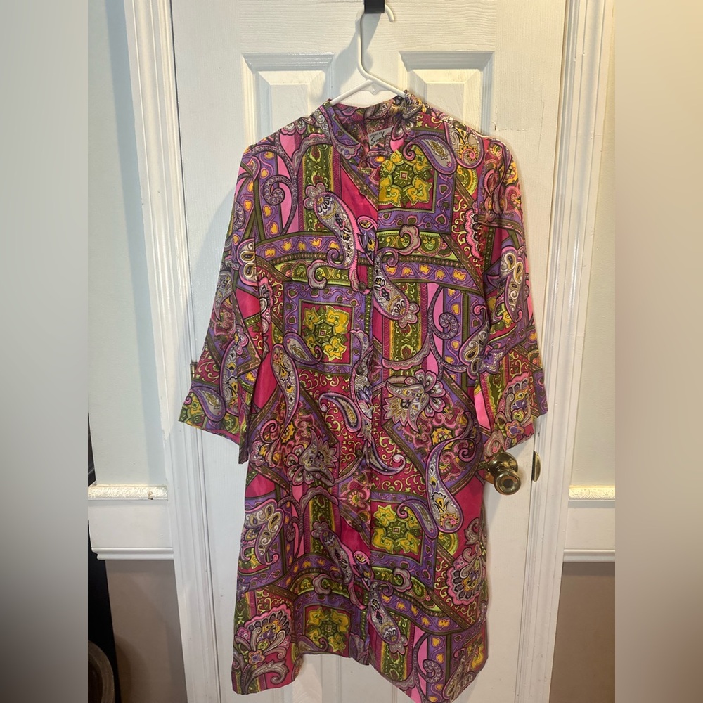 Vintage Saybury 1960s 1970s Psychedelic Paisley Mod Tunic Dress‎ Hippie Sz 12